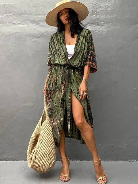 Versatile tie-dye beach sarong, doubles as a stylish women's swimsuit cover-up.