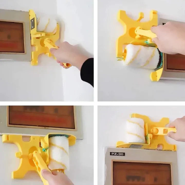 "Paint roller for sharp edges; ergonomic handle, high-quality roller fabric, ideal for walls and trim painting."
