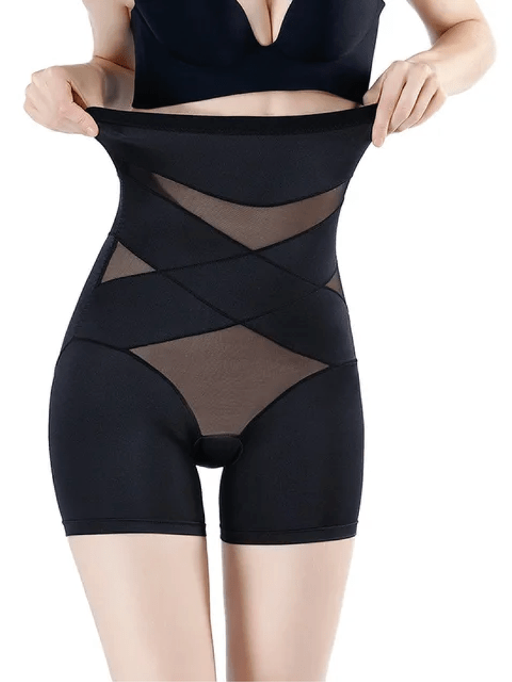 Women's high waist extended leg shapewear shorts for smoothing and thigh shaping. Comfortable everyday control.