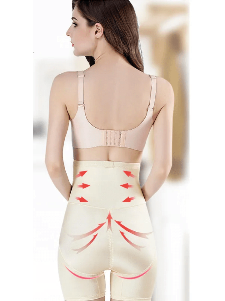 Everyday wear women's high waist shapewear shorts. Extended leg body shaper provides seamless thigh and tummy smoothing.