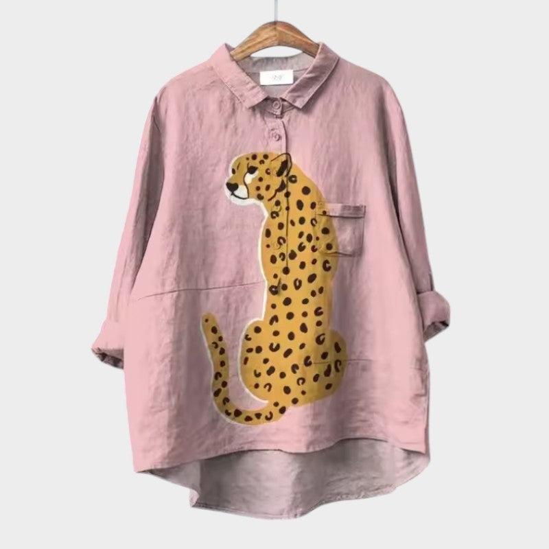 Elegant women's long sleeve button-front blouse. A stylish top for versatile fashion and effortless everyday wear.