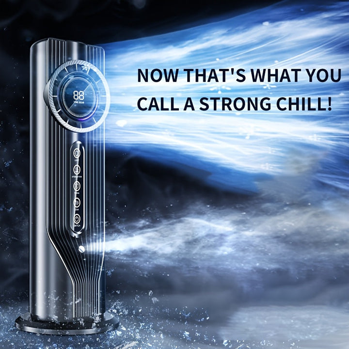Portable personal fan, a quiet air cooler and humidifier for enhanced comfort at work or home.