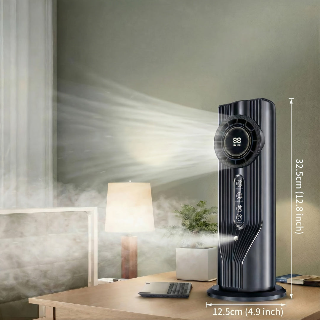 Efficient cooling fan and humidifier, a portable USB-powered air cooler for personal space.