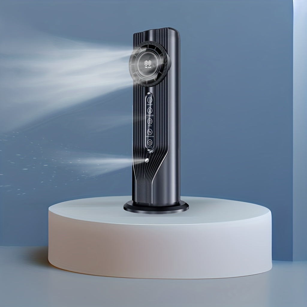 Modern portable cooling fan, perfect for desk use, providing quick relief for home & office.
