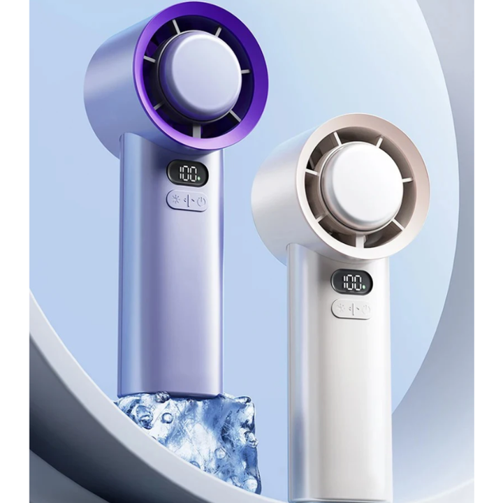 Travel-friendly USB rechargeable handheld fan. Powerful 3-speed personal mini cooler for all your portable cooling needs.