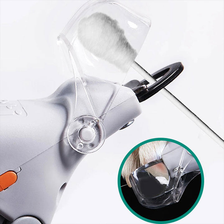"Pet nail clipper with LED light, stainless steel blade, protective sensor for safe, precise dog and cat nail grooming."