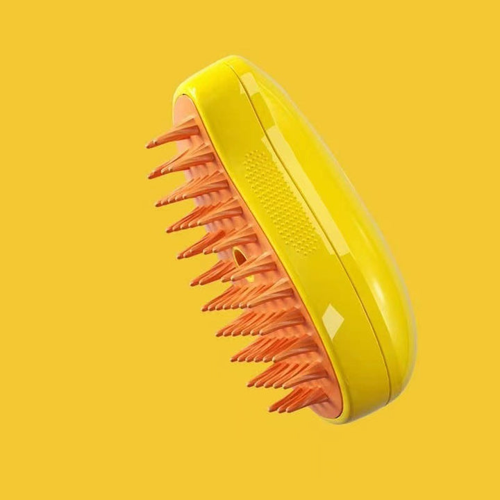 Rechargeable pet steam brush for easy dog & cat grooming. Promotes a shiny coat, detangles, and cleans fur.