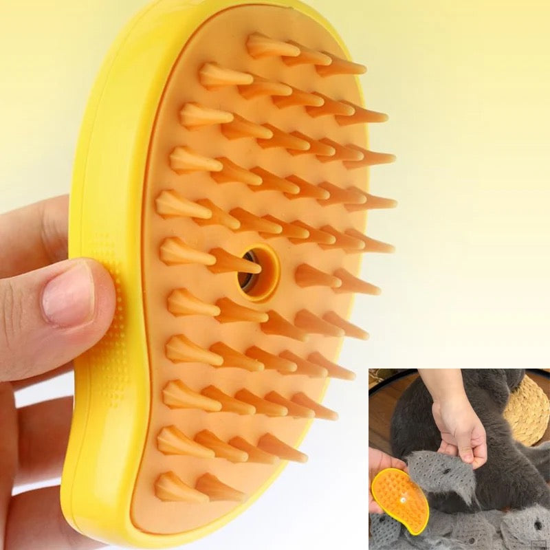 Comfortable pet steam grooming tool for dogs & cats. Effectively desheds, cleans, and massages for a shiny coat.