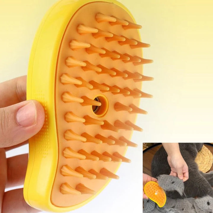 Comfortable pet steam grooming tool for dogs & cats. Effectively desheds, cleans, and massages for a shiny coat.