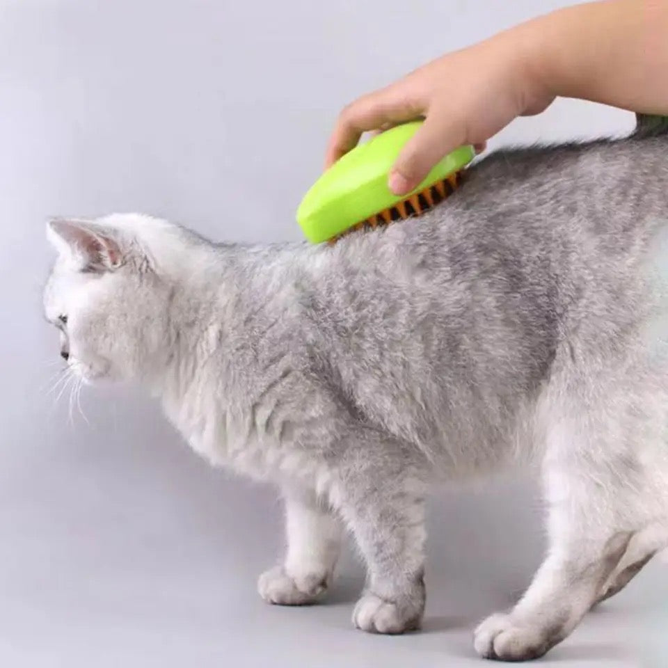 All-in-one pet steam brush for complete dog & cat grooming care. Desheds, cleans, massages, and leaves a shiny coat.