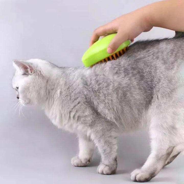 All-in-one pet steam brush for complete dog & cat grooming care. Desheds, cleans, massages, and leaves a shiny coat.