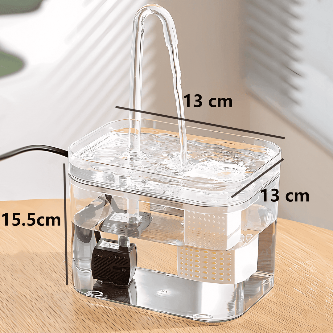 Automatic pet water fountain ensures clean, fresh hydration for pets; features quiet pump & filtered water.