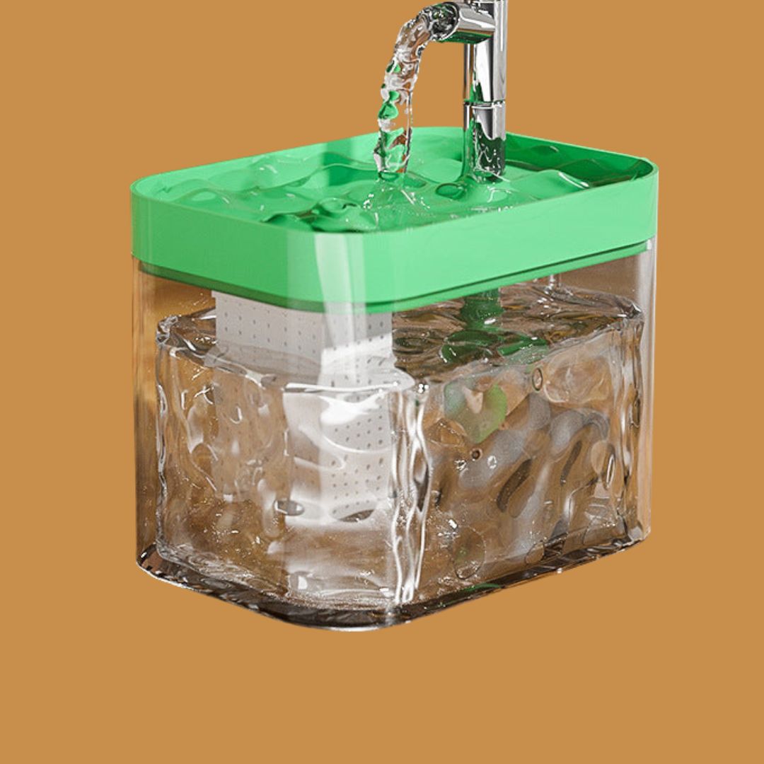 BPA-free pet fountain ensuring fresh, clean, filtered drinking water for healthy cat & dog hydration.