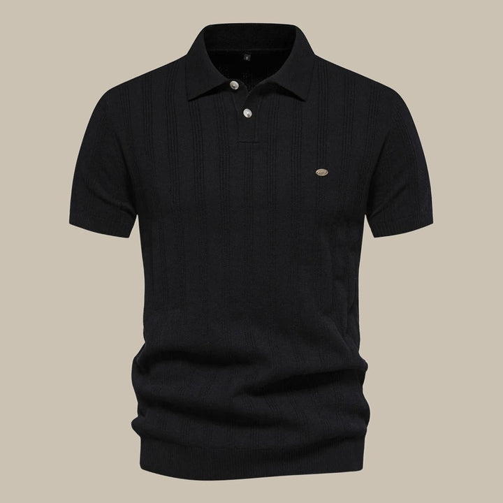 Classic men's short sleeve knit polo in a smart-casual cut. Breathable fabric ensures all-day comfort & style.