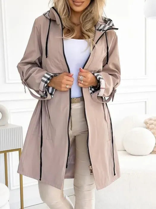 Stylish women's zip coat, waterproof & windproof for all-weather protection. Ideal for casual wear & winter fashion.