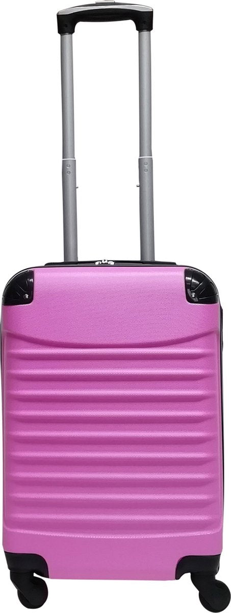 Women's pink 2-piece wheeled hard shell luggage set, offering secure and stylish travel.