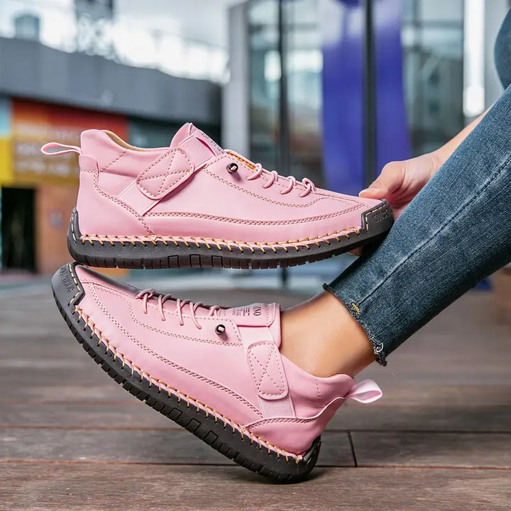 Detail of the cushioning in women's orthopaedic trainers, promoting all-day pain relief.
