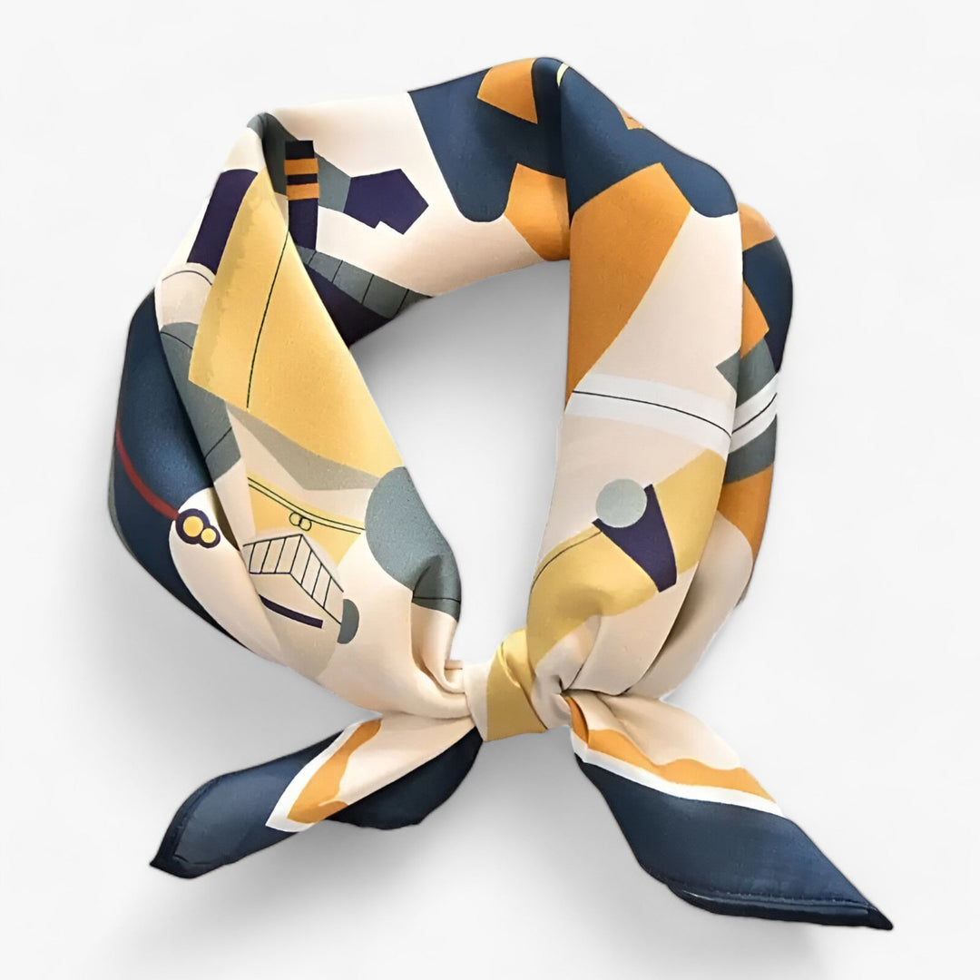 Stylish women's silk scarf. Luxurious printed design, versatile fashion accessory & elegant neckwear.