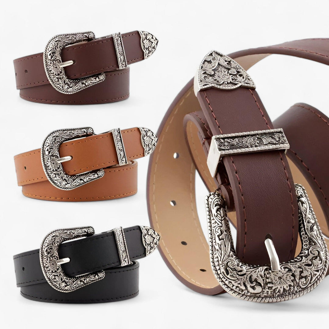 Brown vintage western leather belt for women, durable and stylish. Perfect everyday fashion accessory.