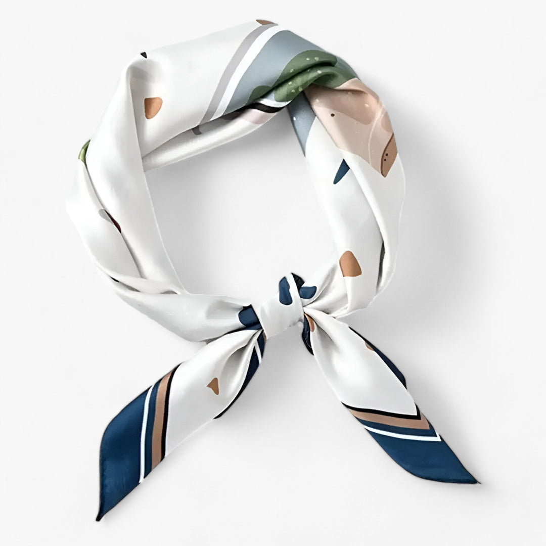 Elegant women's silk scarf, printed design. A versatile luxury fashion accessory and thoughtful gift.