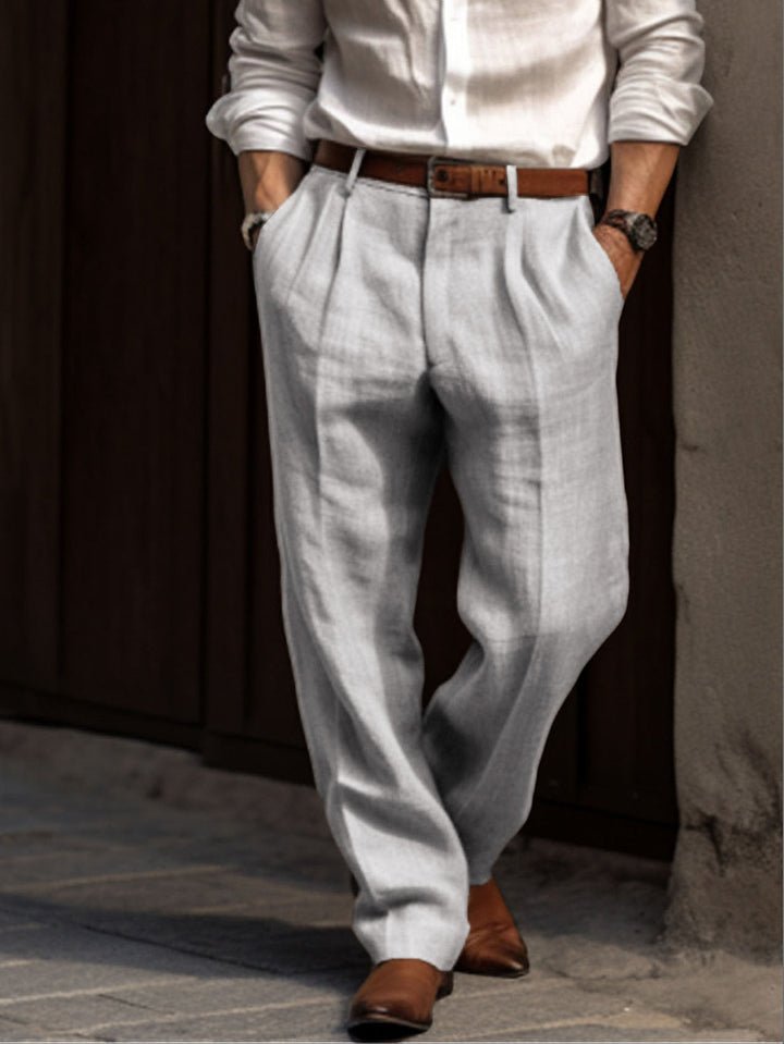 Comfortable men's breathable pants, ideal for versatile styling in spring, summer, or autumn. Classic casual wear.
