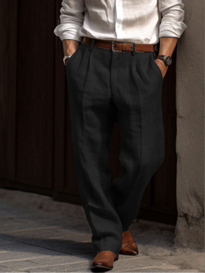 Versatile men's classic pants, breathable fabric ensuring comfort for daily wear in warm or mild weather.