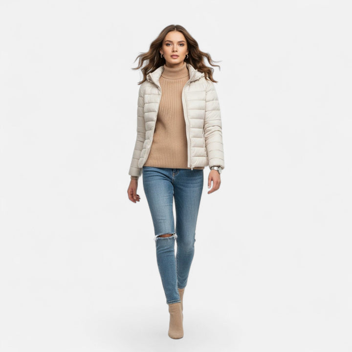 Lightweight plus-size women's winter jacket, combining practicality with contemporary style.