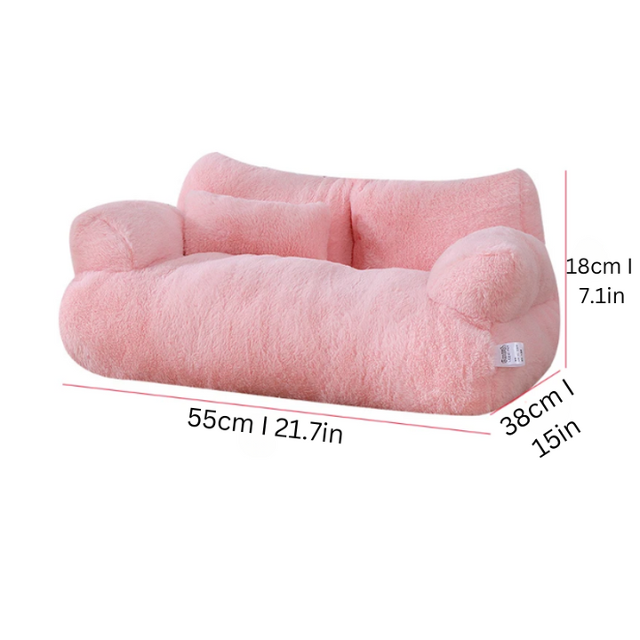 Close-up of soft, plush fabric on a washable pet bed, designed for cozy dog & cat anxiety relief.