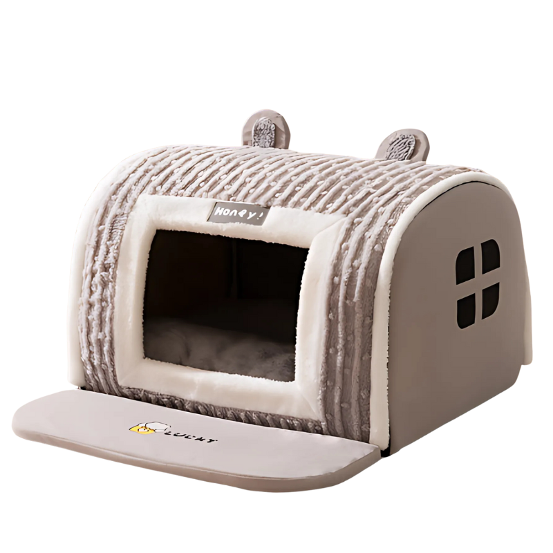 Anti-anxiety pet bed cave, super soft plush for dogs & cats. Washable cozy den for ultimate pet comfort.
