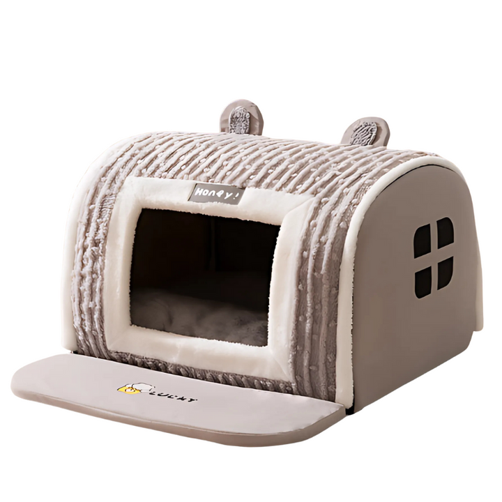 Anti-anxiety pet bed cave, super soft plush for dogs & cats. Washable cozy den for ultimate pet comfort.
