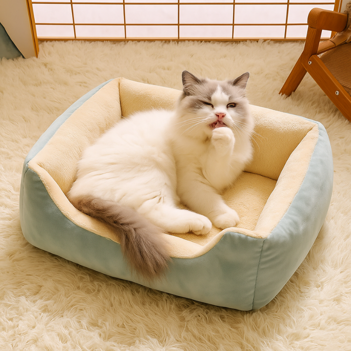 Plush pet sofa bed, cloud-like comfort for cats & small dogs. Cozy, soft pet furniture.