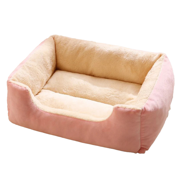 Modern black plush pet sofa bed, cloud-like support for small dogs & cats. Cozy pet furniture.