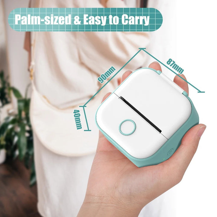 Pocket-sized inkless thermal photo printer. Sleek, compact design perfect for easy, portable instant printing.