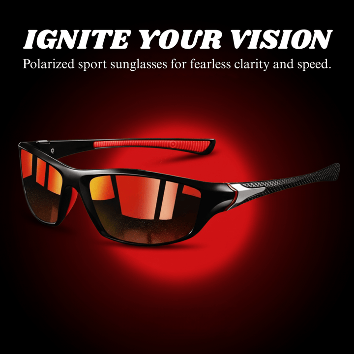 Lightweight polarised sunglasses, unisex design, offers UV400 anti-glare protection for all-day wear.