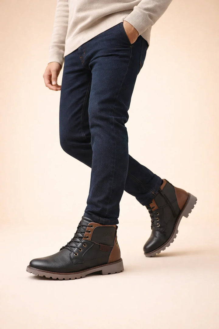 Classic men's brown leather lace-up boots, rugged yet stylish, offering durable and comfortable footwear for everyday casual wear.