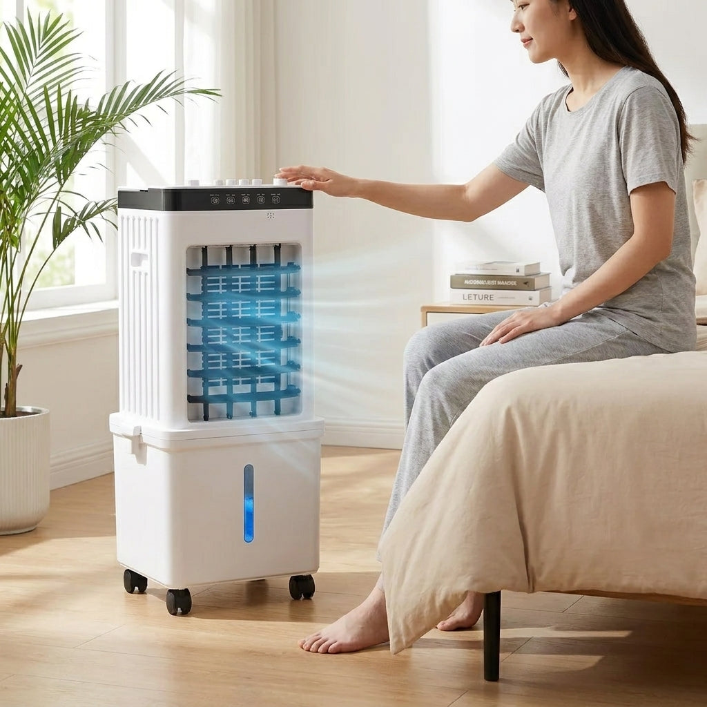 Versatile 3-in-1 portable air cooler, fan, and dehumidifier for ultimate home cooling and dry air comfort.