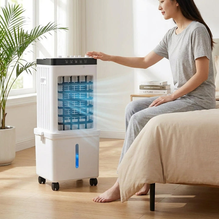 Versatile 3-in-1 portable air cooler, fan, and dehumidifier for ultimate home cooling and dry air comfort.