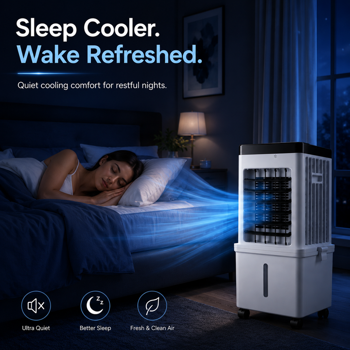 Enjoy cool, clean, humidified air with this quiet, compact, portable 3-in-1 summer air cooler.