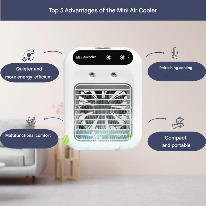 Portable air cooler and aroma diffuser for home & office. Enjoy personal cooling, humidification, and soothing scents.