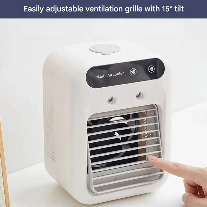 Personal portable evaporative air cooler & humidifier diffuser. Creates a refreshing, cool, and fragrant indoor atmosphere.