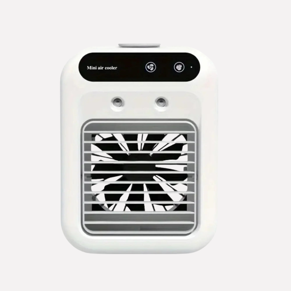 Stylish portable fan cooler & aroma diffuser, perfect for creating a comfortable, scented personal space at home or work.