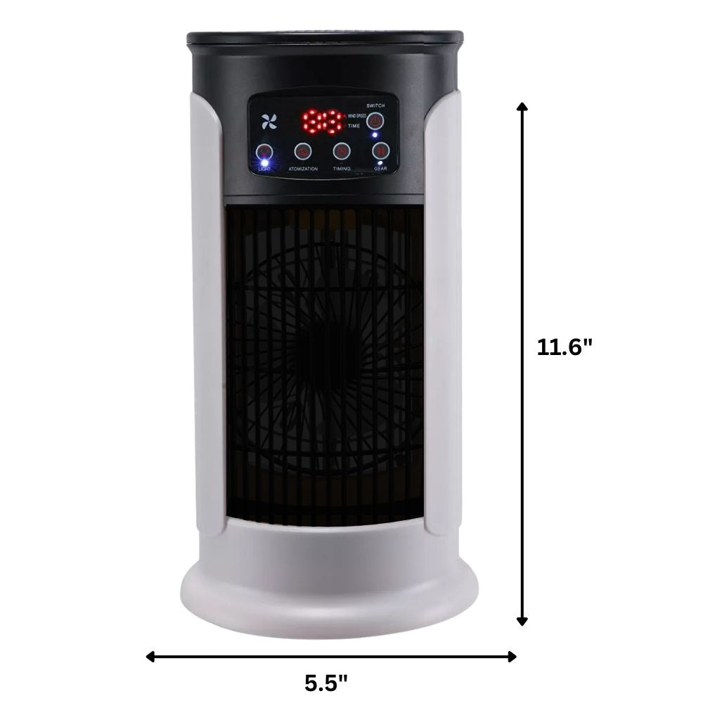 Compact portable fan, air cooler & humidifier for bedroom or home office. Enjoy personalized, quiet cooling.