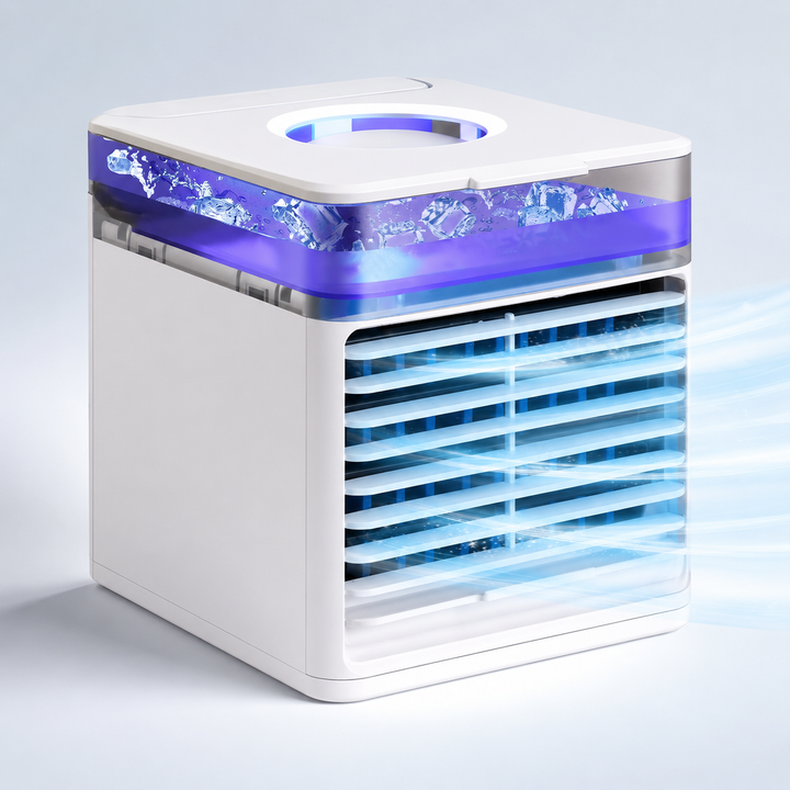 Portable desktop air conditioner for personal cooling. Humidifies & purifies air, perfect for office or small spaces.