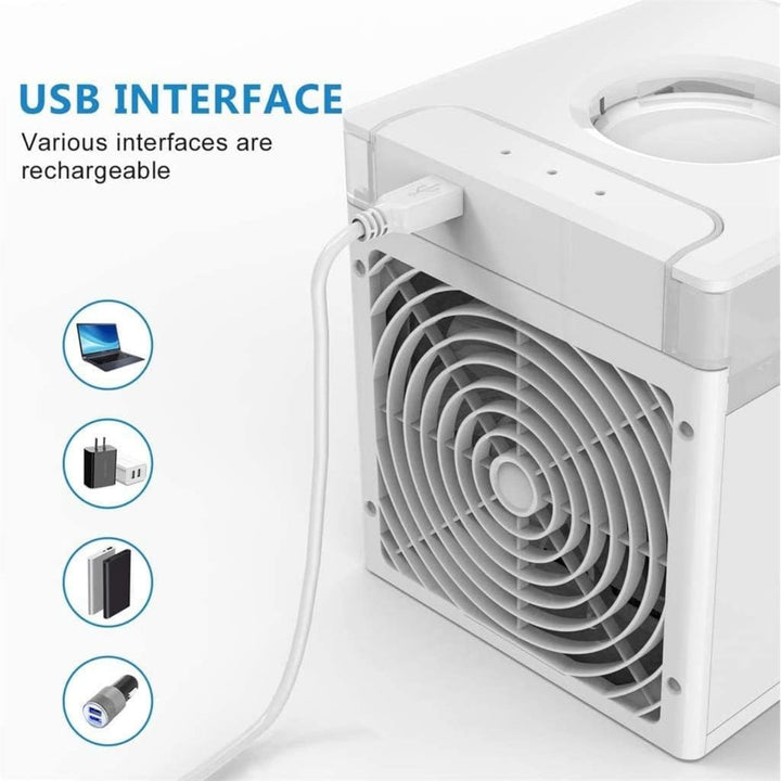 Compact personal air cooler & humidifier. Enjoy fresh, purified air with this desktop AC, ideal for any small room.