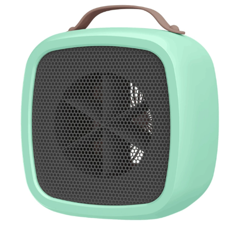 Compact fan heater with energy-saving eco mode, perfect for warming any indoor space.