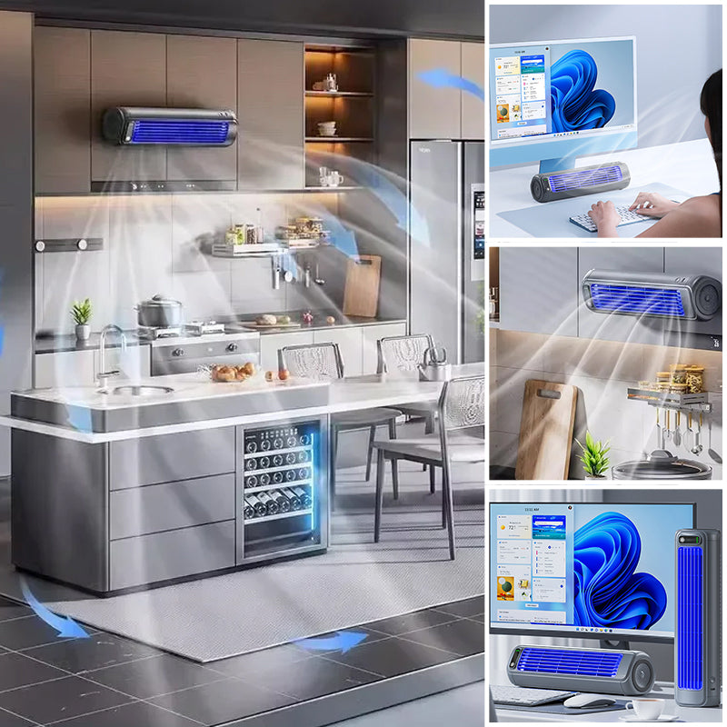 Mini portable air cooler, 2000mAh battery, perfect for home, office, travel.