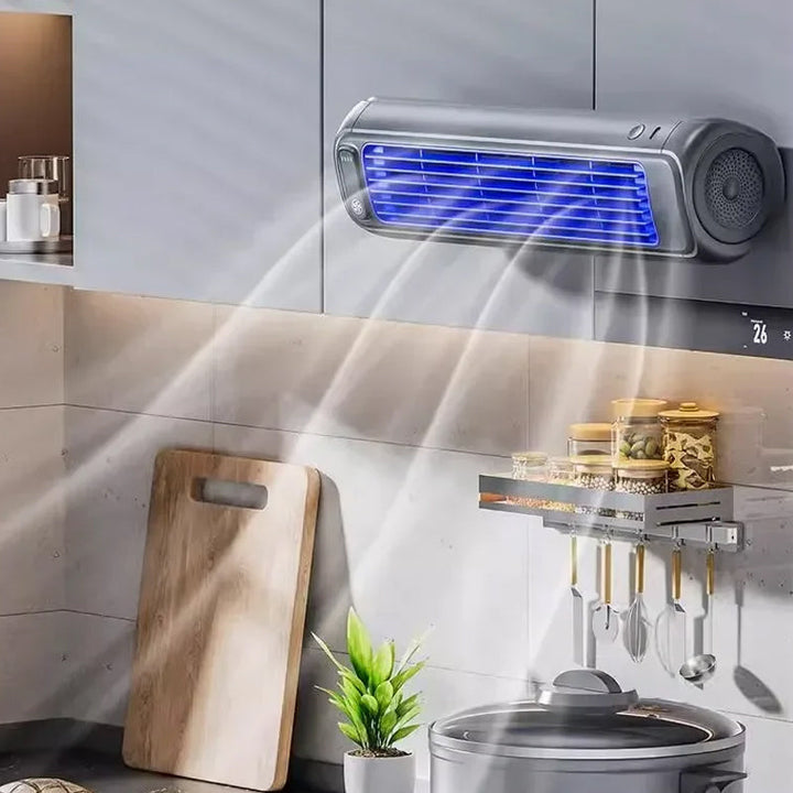 Personal space cooler, rechargeable with long-lasting battery.