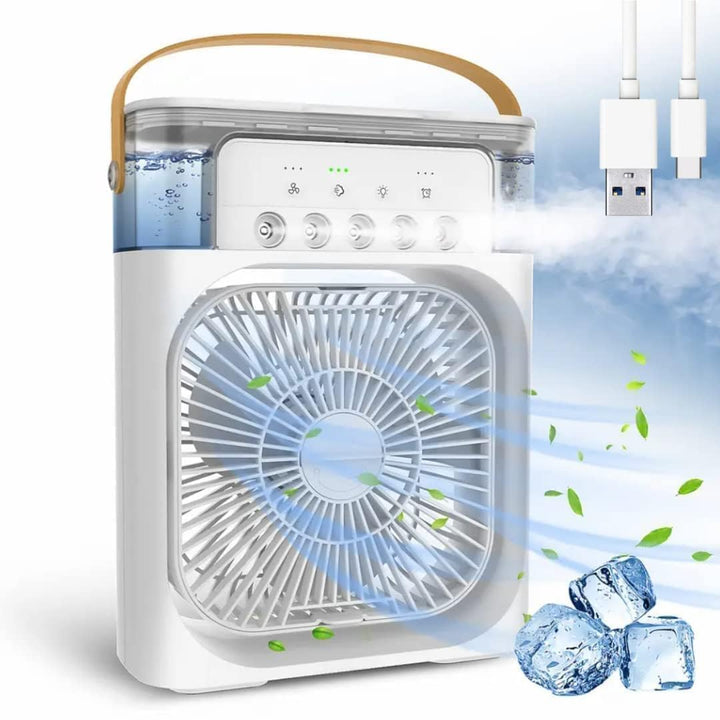 Compact USB personal air cooler and fan, perfect for refreshing comfort on your desk or workspace.