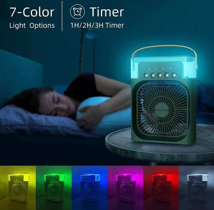 USB-powered portable personal air cooler and fan, ideal for versatile cooling at home, office, or outdoors.