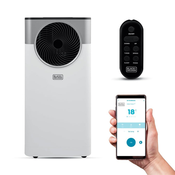Portable Smart 3-in-1 Air Conditioner for home & office, with cooling, dehumidifier, & fan functions.
